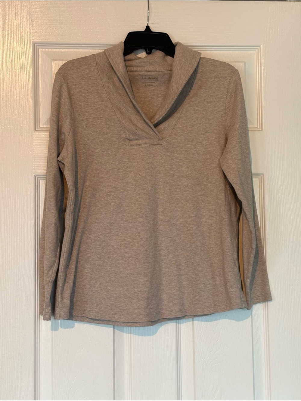 L.L. Bean Women's Shawl Collar Long-Sleeve Top - Taupe